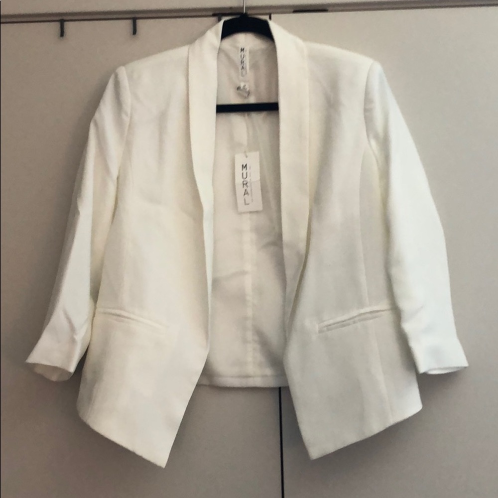 Mural “Curve” Open Front Shawl Collar Blazer